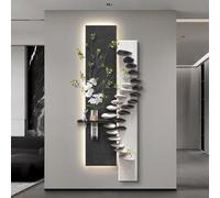 Wall with Luminous Design, Sandstone 3d Wall Decor Art Painting with Hydroponic Space, LED Decorative Hanging Painting for Entryway, Living Room, Corridor(Black4,37 * 100cm/14.5 * 39.3in) (Black