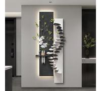 Wall with Luminous Design, Sandstone 3d Wall Decor Art Painting with Hydroponic Space, LED Decorative Hanging Painting for Entryway, Living Room, Corridor(Black1,37 * 100cm/14.5 * 39.3in) (Black