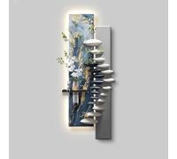 Wall with Luminous Design, Sandstone 3d Wall Decor Art Painting with Hydroponic Space, LED Decorative Hanging Painting for Entryway, Living Room, Corridor(Black4,37 * 100cm/14.5 * 39.3in) (Black