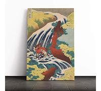 Wall Yoshitsune Falls Hokusai Japanese Oriental Art Canvas Print | Gallery Wrapped 30mm Frame Wall Art | 30x20 inches | Ready to Hang | Asian Picture | Living Room Bedroom Lounge Office