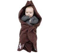 Wallaboo Baby Blanket Fleur, Supersoft 100% Cotton, For Pram, Moses Basket or Crib and Travel, Chocolat