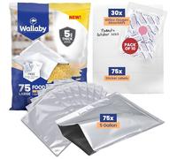 Wallaby 75x 1-Gallon Mylar Bag Bundle - Mylar Bags, 80x 400cc Oxygen Absorbers, 80x Labels - Heat Sealable, Food Safe, & Reliable Long Term-Food Storage Solutions - Silver Standard Silver 75 Pack