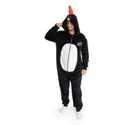 Wallace and Gromit Feathers McGraw Black Onesie | Long Sleeve Zip-Up Loungewear | Unisex Adult Sleepwear & Relaxation Suit Merch - Medium