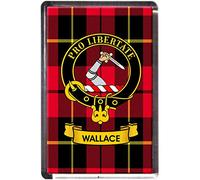 Wallace Clan Tartan Fridge Magnet with Scottish Clan Crest on Clear Acrylic Base