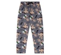 Wallace & Gromit - Tea 100% Cotton Mens Lounge Trousers All Over Print Pyjama Bottoms, Tea, S, Grey
