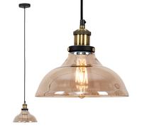 Wallace Industrial Shallow Glass Shade Ceiling Pendant Drop Light ValueLights Orange One Size