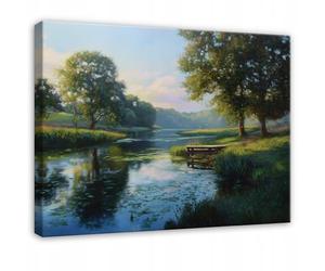WallArena - Canvas Art - Landscape - 100x70 cm Prints - Picture On Canvas - XXL Large Wall Art For Living Room & Bedroom - Modern Living Room Wall Art - Art Canvas Print Prairie Lac