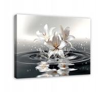 WallArena - Canvas Art - Light - 100x70 cm Prints - Picture On Canvas - XXL Large Wall Art For Living Room & Bedroom - Modern Living Room Wall Art - Art Canvas Print Nature Flowers Grey