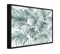 WallArena - Canvas Pictures with Frame Leaves Green 90 x 60 cm
