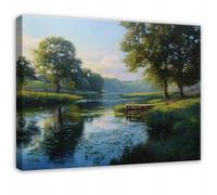 WallArena - Canvas Art - Landscape - 100x70 cm Prints - Picture On Canvas - XXL Large Wall Art For Living Room & Bedroom - Modern Living Room Wall Art - Art Canvas Print Prairie Lac