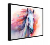 Wallarena Framed Canvas Wall Art Horse Abstrakt Large Home Decor Artwork Living Room Bedroom 100X70 Cm