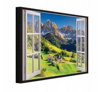 Wallarena Framed Canvas Wall Art Window Nature Large Home Decor Artwork Living Room Bedroom 100X70 Cm