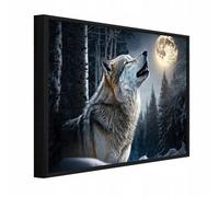 Wallarena Framed Canvas Wall Art Wolf Forest Large Home Decor Artwork Living Room Bedroom 60X40 Cm