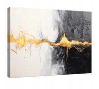 WallArena - Canvas Art - Abstract - 120x80 cm Prints - Picture On Canvas - XXL Large Wall Art For Living Room & Bedroom - Modern Living Room Wall Art - Art Canvas Print Black White Gold