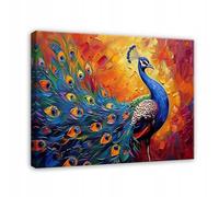 WallArena Large Canvas Wall Art for Living Room 120 x 80 cm | Odourless Latex Print, 260g/m², Ready to Hang, Waterproof, UV & Scratch Resistant, Hypoallergenic, Peacock, Abstract