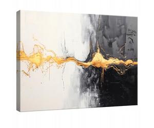 WallArena Large Canvas Wall Art for Living Room 120 x 80 cm | Odourless Latex Print, 260g/m², Ready to Hang, Waterproof, UV & Scratch Resistant, Hypoallergenic, Abstract, Gold