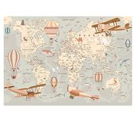 WallArena - Non-Woven Photo Wallpaper for Children's Room 312 x 219 cm World Map Children Girls Boys for Children - Photo Wallpaper for Children Children's Wallpaper - Non-Woven Wallpaper Wallpaper 3D