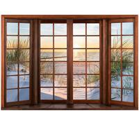 Wallarena Photo Wallpaper Beach Sea 3D Window Nature Non-Woven Wall Mural Modern 250X175 Cm