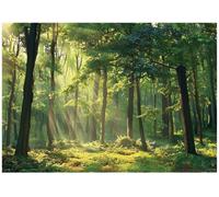 Wallarena Photo Wallpaper Forest 3D Trees Green Non-Woven Wall Mural Modern 300X210 Cm
