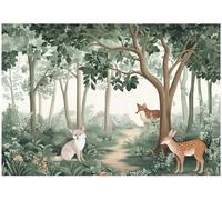 Wallarena Photo Wallpaper Forest Animals For Kids Children Non-Woven Wall Mural Modern 300X210 Cm