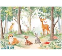 Wallarena Photo Wallpaper Forest Animals For Kids Children Non-Woven Wall Mural Modern 400X280 Cm