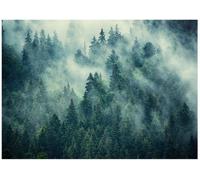 Wallarena Photo Wallpaper Forest Fog Trees Green Non-Woven Wall Mural Modern 400X280 Cm