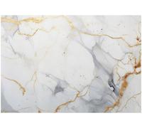 Wallarena Photo Wallpaper Gold White Marble Nature Non-Woven Wall Mural Modern 300X210 Cm