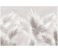 Wallarena Photo Wallpaper Leaves Feathers Concrete Wall Mural Non-Woven Modern 300X210 Cm