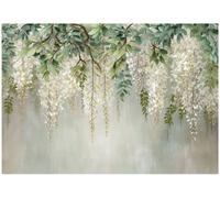 Wallarena Photo Wallpaper Leaves Flowers Concrete Non-Woven Wall Mural Modern 250X175 Cm