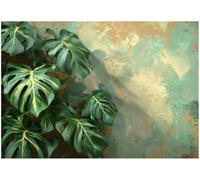 Wallarena Photo Wallpaper Leaves Vintage Green Non-Woven Wall Mural Modern 300X210 Cm