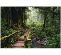 Wallarena Photo Wallpaper Living Room Forest 3D Bridge Non-Woven Wall Mural Modern 300X210 Cm