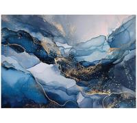 Wallarena Photo Wallpaper Marble Gold Blue Nature Bedroom Non-Woven Wall Mural Modern 400X280 Cm