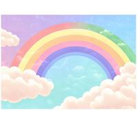 Wallarena Photo Wallpaper Rainbow Sky Clouds For Kids Children Non-Woven Wall Mural Modern 300X210 Cm