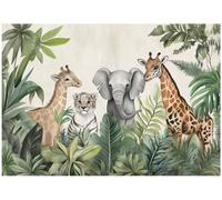 Wallarena Photo Wallpaper Safari Jungle For Kids Children Non-Woven Wall Mural Modern 400X280 Cm