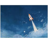 Wallarena Photo Wallpaper Space Rocket Galaxy Non-Woven Wall Mural Modern 300X210 Cm