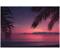 Wallarena Photo Wallpaper Sunset Palm Trees Mural Non-Woven Modern 300X210 Cm