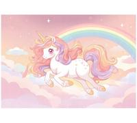 Wallarena Photo Wallpaper Unicorns Rainbow Children Non-Woven Wall Mural Modern 300X210 Cm