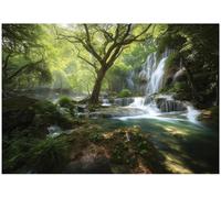 Wallarena Photo Wallpaper Waterfall Forest Trees Mural Non-Woven Modern 300X210 Cm
