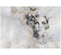 Wallarena Photo Wallpaper Woman Abstract Grey Gold Non-Woven Wall Mural Modern 250X175 Cm