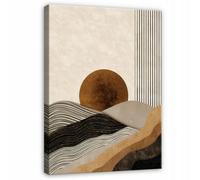 Wallarena Printed Canvas Wall Art Abstract Beige Boho Home Decor Paintings Living Room 100X70 Cm