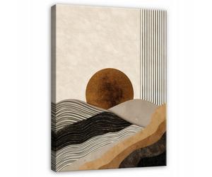 Wallarena Printed Canvas Wall Art Abstract Beige Boho Home Decor Paintings Living Room 100X70 Cm