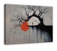 Wallarena Printed Canvas Wall Art Abstract Tree Grey Home Decor Paintings Living Room 120X80 Cm