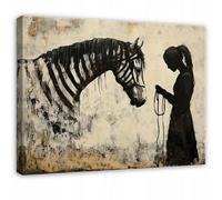 Wallarena Printed Canvas Wall Art Abstrakt Banksy Beige Home Decor Paintings Bedroom 60X40 Cm