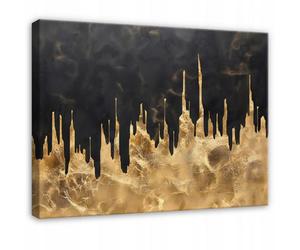 Wallarena Printed Canvas Wall Art Abstrakt Gold Black Large Pictures Wall Home Decor 60X40 Cm