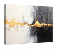 Wallarena Printed Canvas Wall Art Abstrakt Gold Grey Home Decor Paintings Kitchen 100X70 Cm
