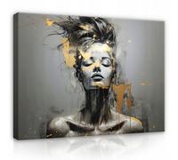 Wallarena Printed Canvas Wall Art Abstrakt Woman Grey Home Decor Paintings Bedroom 120X80 Cm