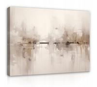 Wallarena Printed Canvas Wall Art Beige Abstrakt Home Decor Paintings Kitchen Bedroom 120X80 Cm