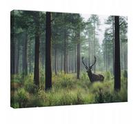 Wallarena Printed Canvas Wall Art Deer Forest Green Home Decor Paintings Kitchen 120X80 Cm