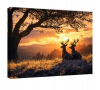 Wallarena Printed Canvas Wall Art Deer Forest Home Decor Paintings Kitchen 120X80 Cm