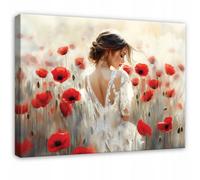 Wallarena Printed Canvas Wall Art Flowers Woman Home Decor Paintings Bedroom 100X70 Cm